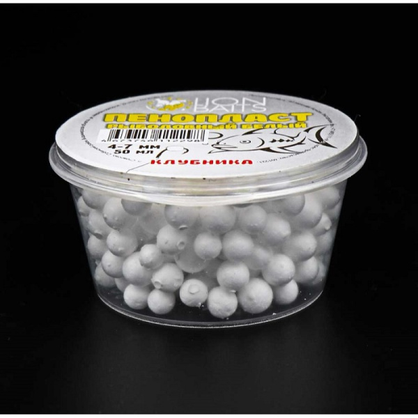 Пенопласт рыболовный Lion Baits белый  Strawberry 4-7мм 50 г (Клубника)